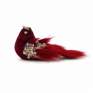 Burgundy Velvet Bird Clip (18cm)