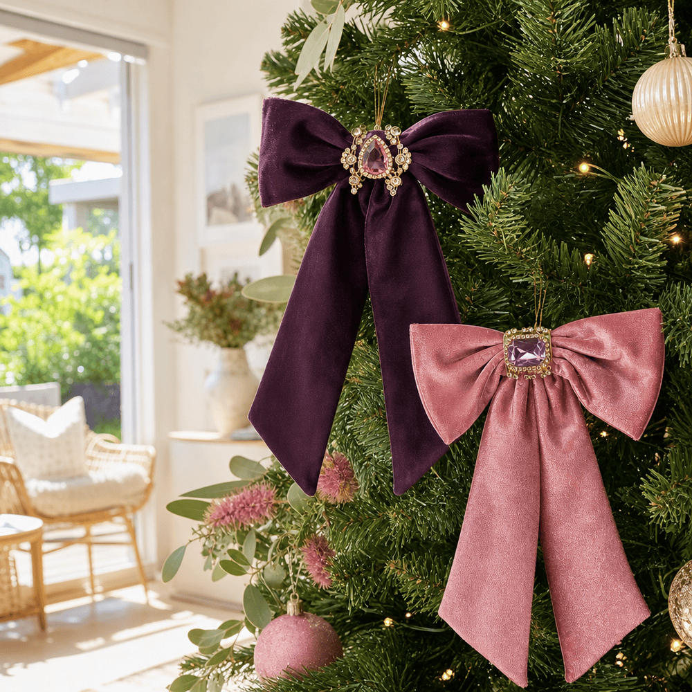Plum or Purple Velvet Bows (17x27cm)