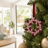 Burgundy Jewelled Wreath Ornament (10cm)