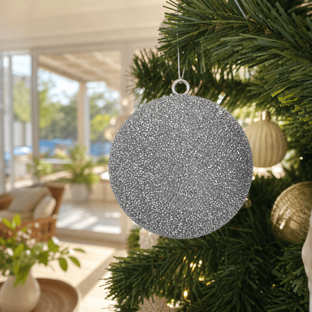 Silver Beaded Bauble (20cm)