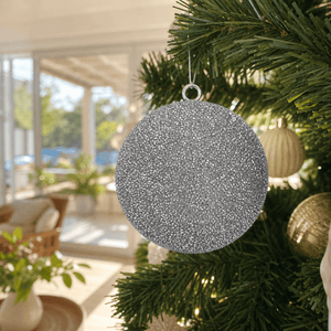 Silver Beaded Bauble (20cm)