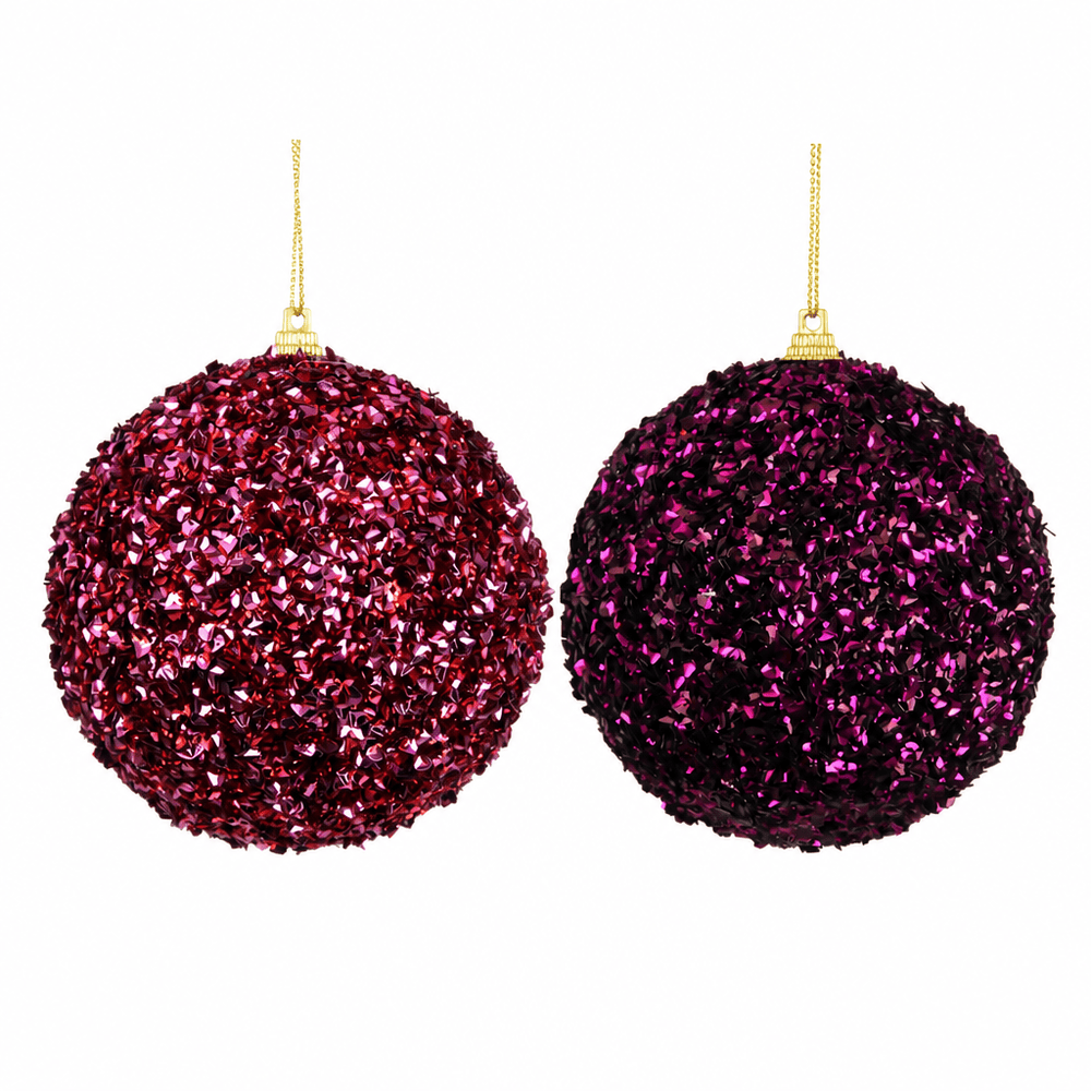 Wine or Rose Beaded Glitter Bauble (10cm)