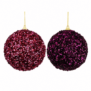 Wine or Rose Beaded Glitter Bauble (10cm)