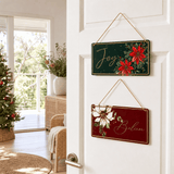 Red Metal Christmas Signs (30cm x 15cm)