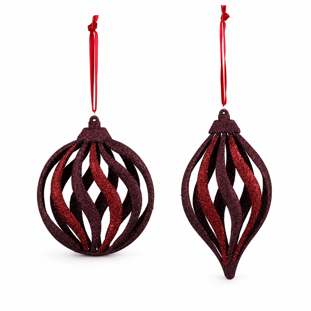 Burgundy & Plum Glitter Finial