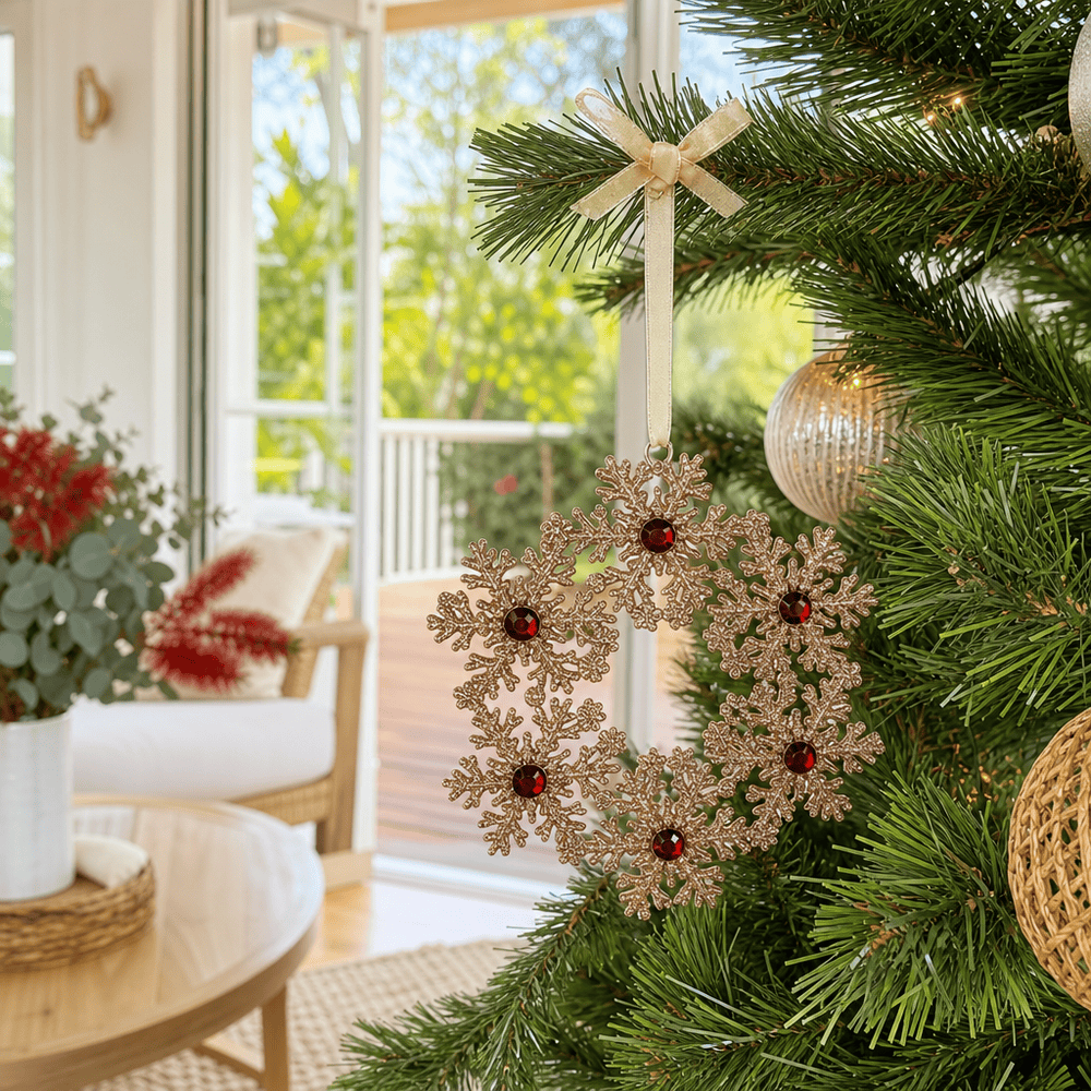 Rose Gold Jewelled Hanging Wreath Ornament (12cm)