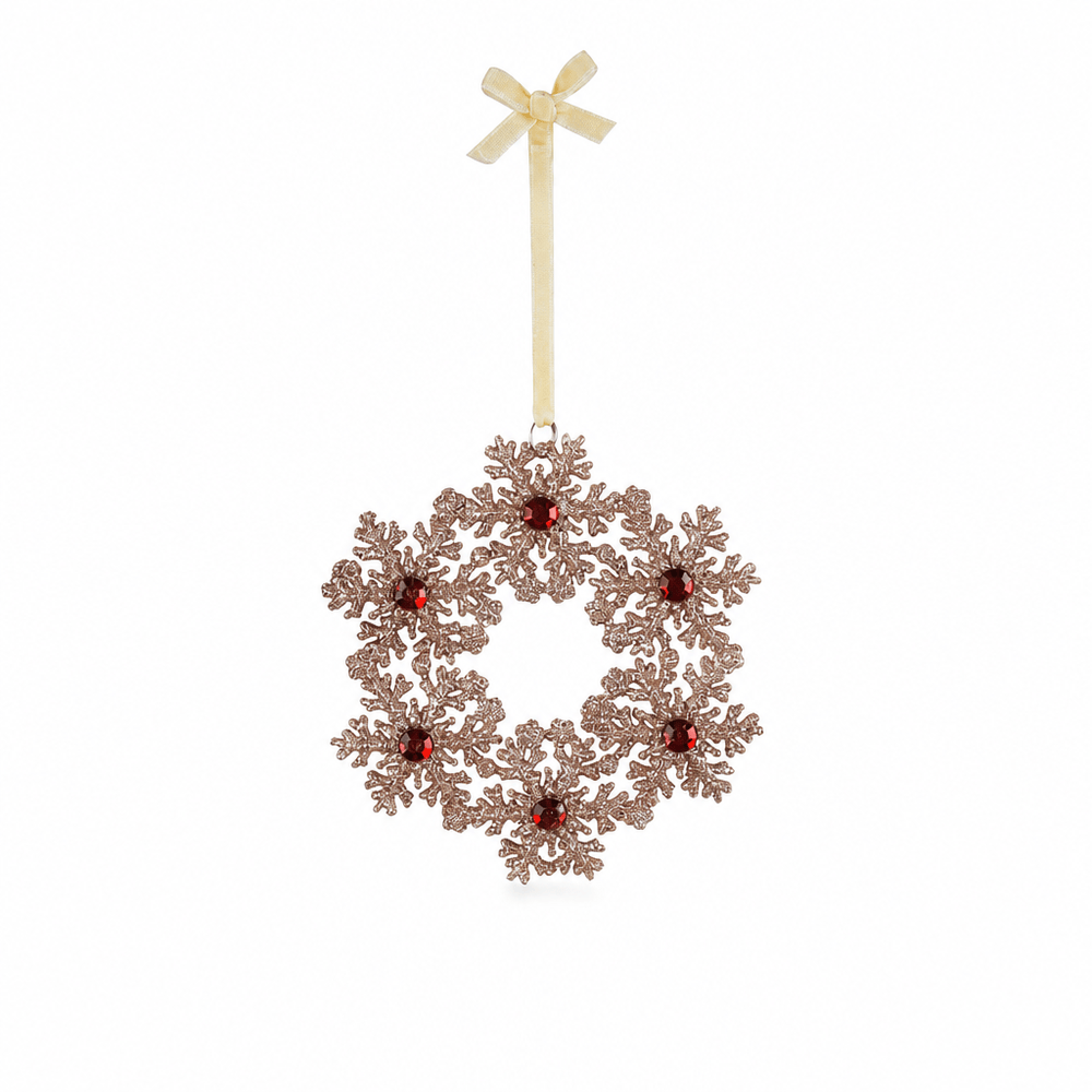 Rose Gold Jewelled Hanging Wreath Ornament (12cm)