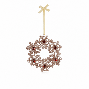 Rose Gold Jewelled Hanging Wreath Ornament (12cm)