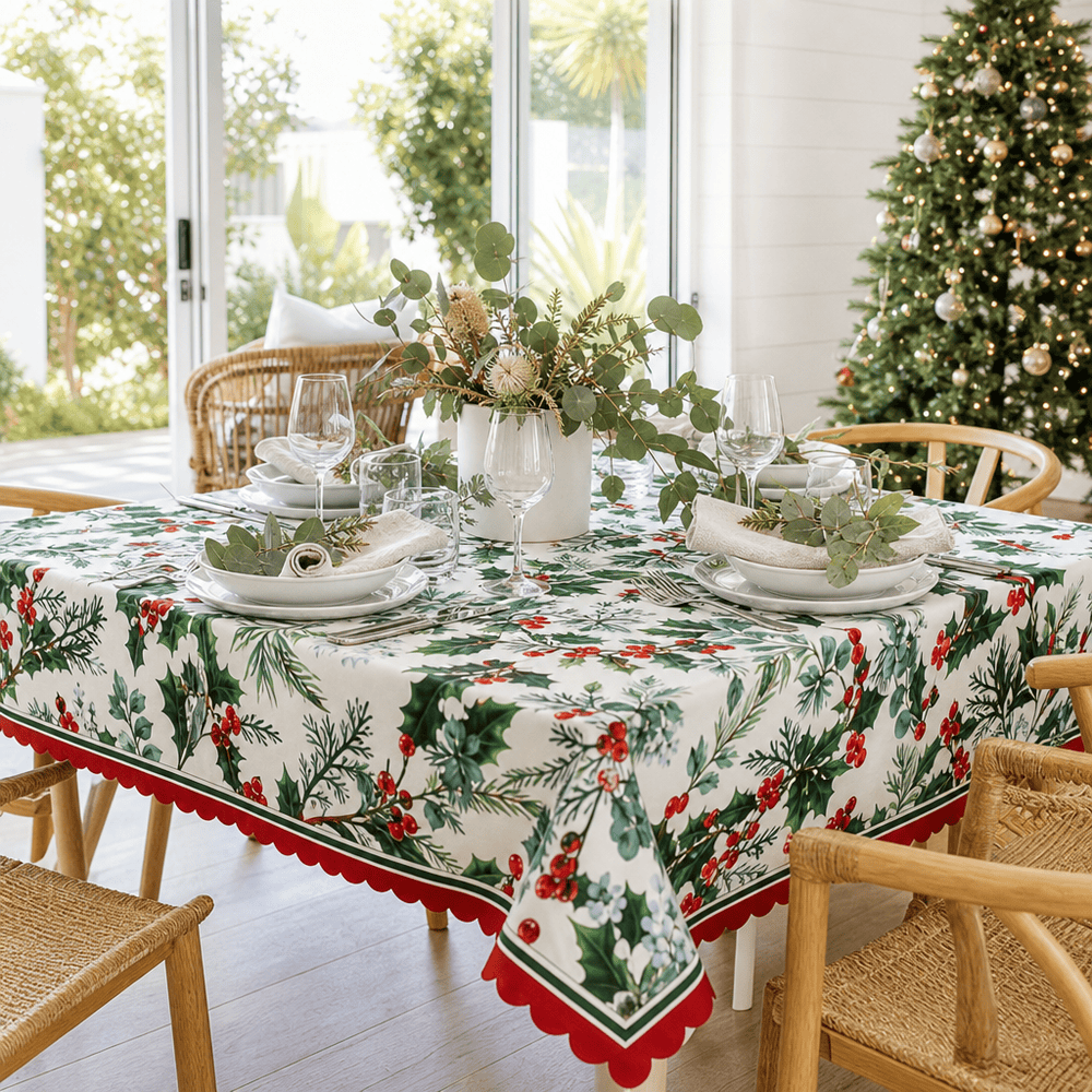 Holly Berry Christmas Tablecloth (150 x 220cm)