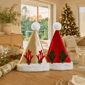 Metallic Santa Hat with Antlers