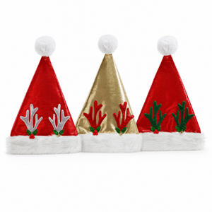 Metallic Santa Hat with Antlers