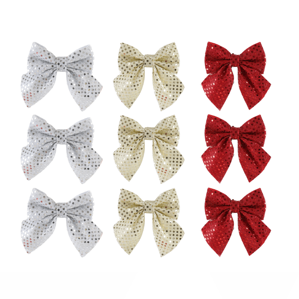 Mirror Fabric Bow Asst 3pk