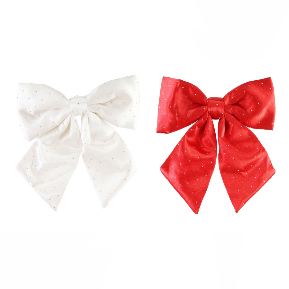 Twinkly Satin Bow Available in Red or White
