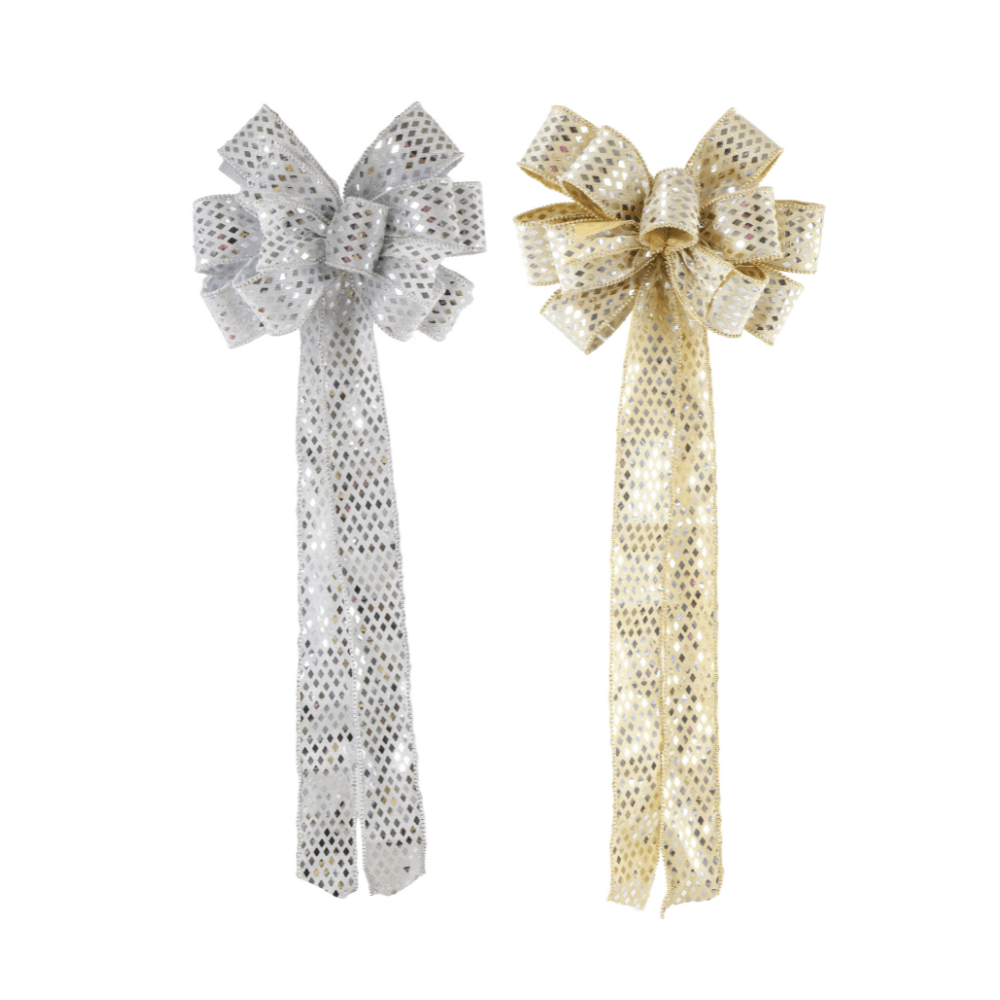 Blingy Tree Topper Bow Available in Silver or Gold