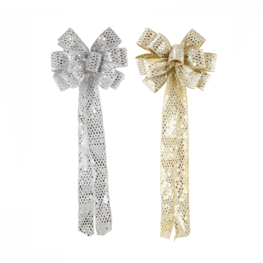 Blingy Tree Topper Bow Available in Silver or Gold