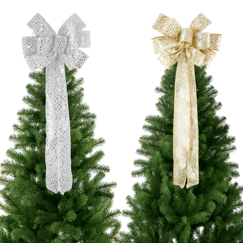 Blingy Tree Topper Bow Available in Silver or Gold