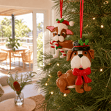 Festive Dog Ornament (10cm) Asst