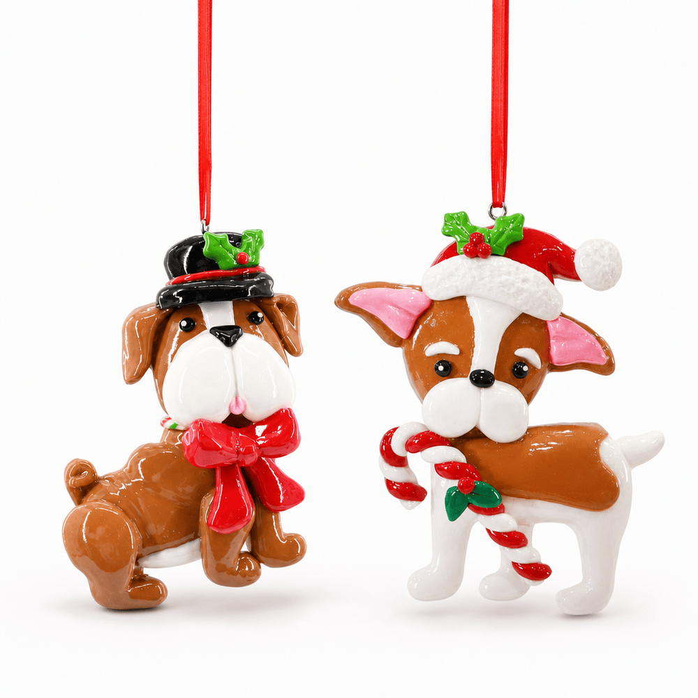 Festive Dog Ornament (10cm) Asst