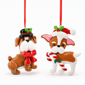 Festive Dog Ornament (10cm) Asst