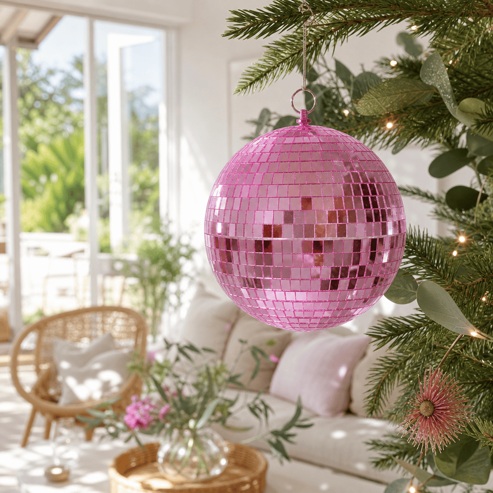 Pink Mirror Bauble (20cm) - lifestyle