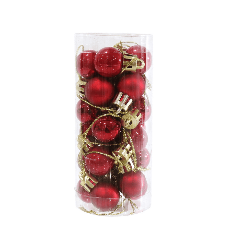 24pk Mini Baubles Asst (2cm)