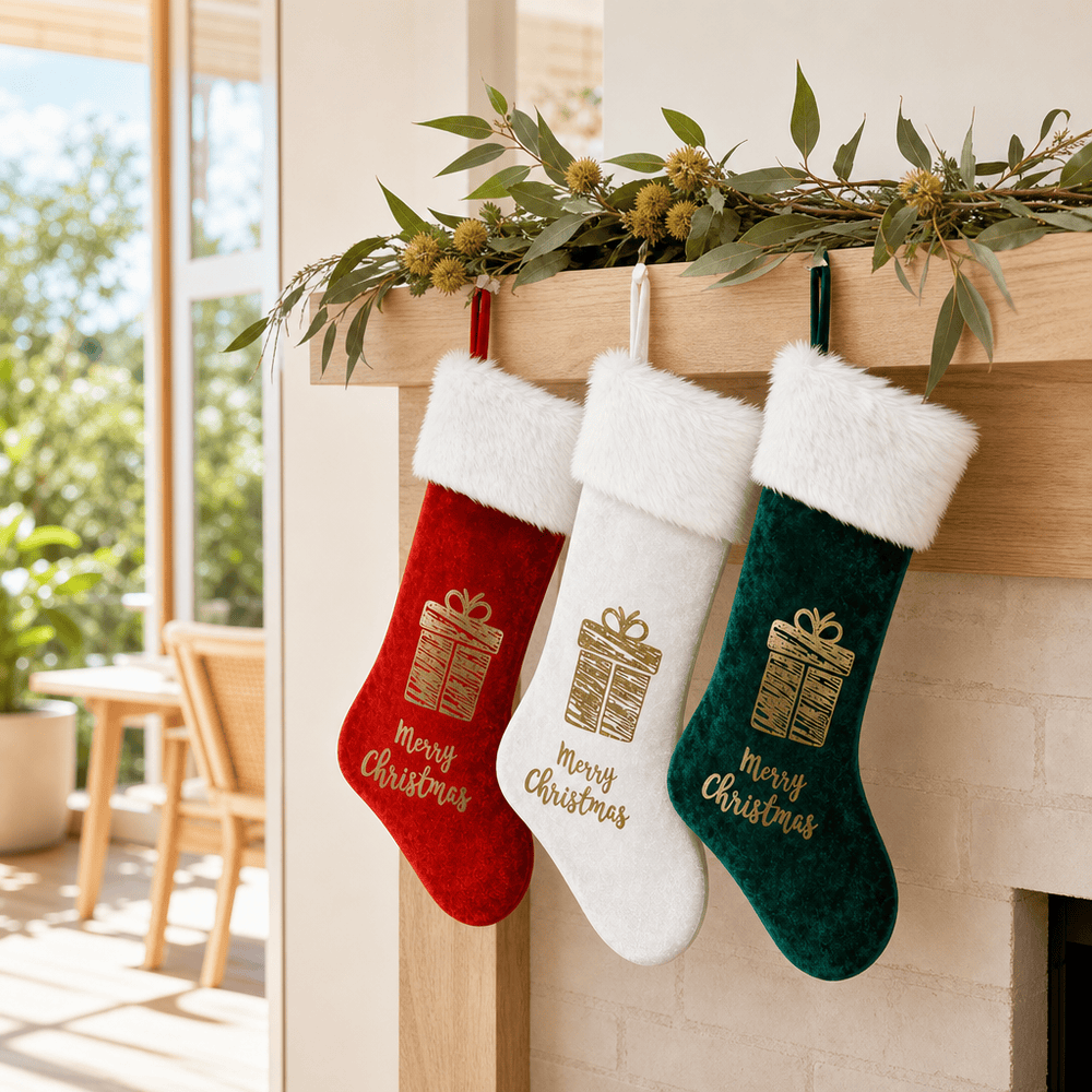 Velvet Foil Stocking Lge (55cm) Asst - View 1