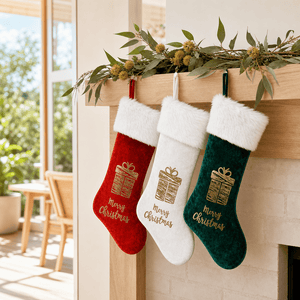 Velvet Foil Stocking Lge (55cm) Asst - View 1