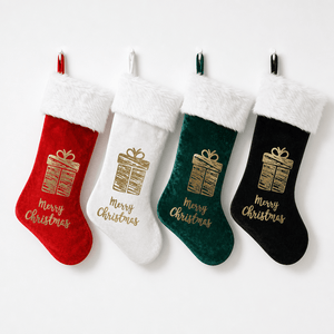 Velvet Foil Stocking Lge (55cm) Asst