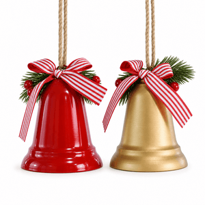 Candystripe Bow and Bell Ornament (8cm) Asst