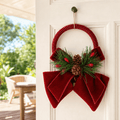 Burgundy Flocked Twin Bells (15cm)