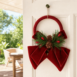 Burgundy Flocked Twin Bells (15cm)