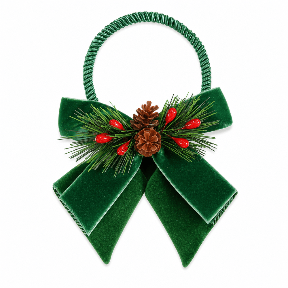 Green Flocked Twin Bells (15cm)