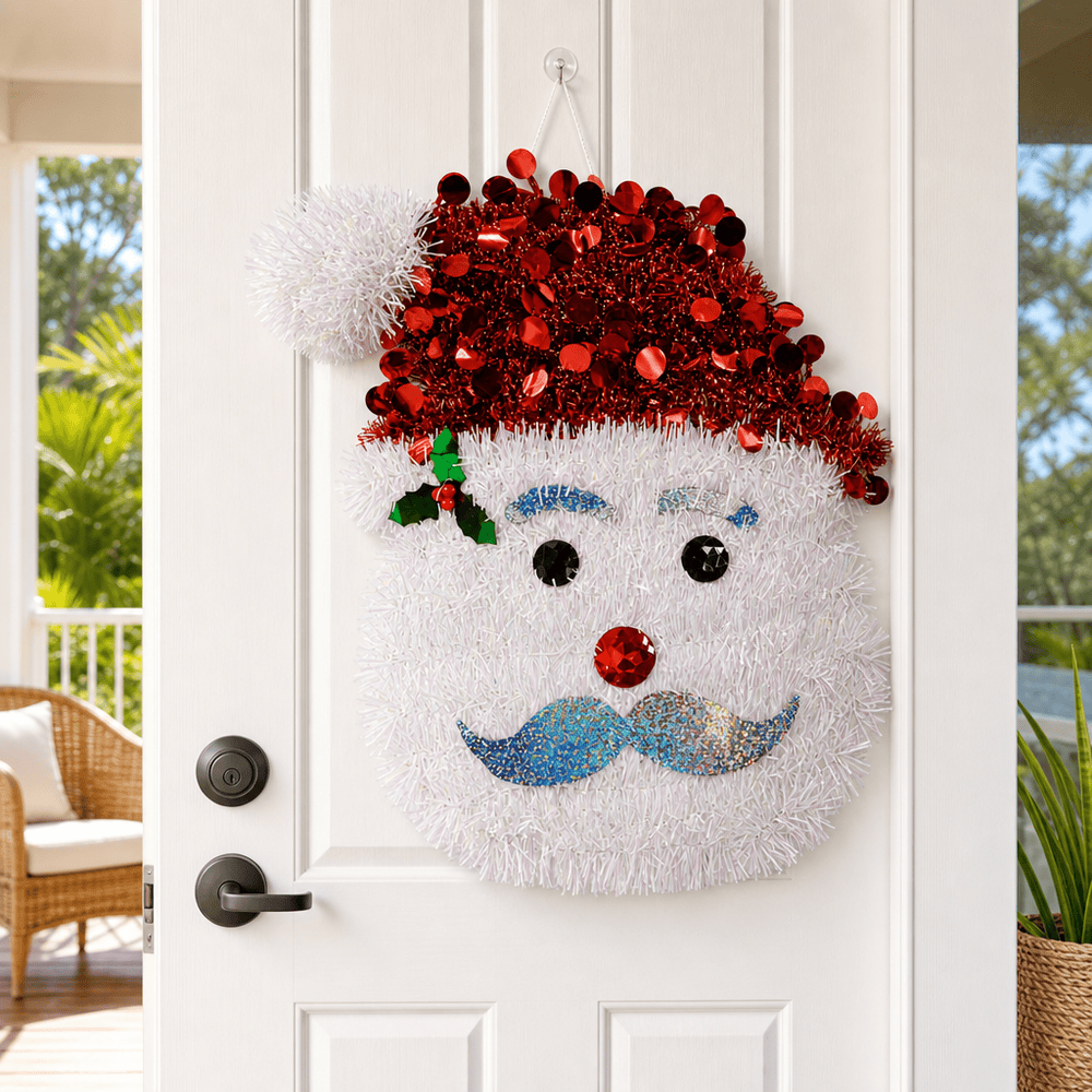 Tinsel Santa Plaque