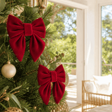 Dark Red Flocked Bow 2pk