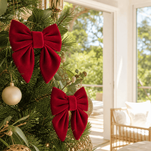 Dark Red Flocked Bow 2pk