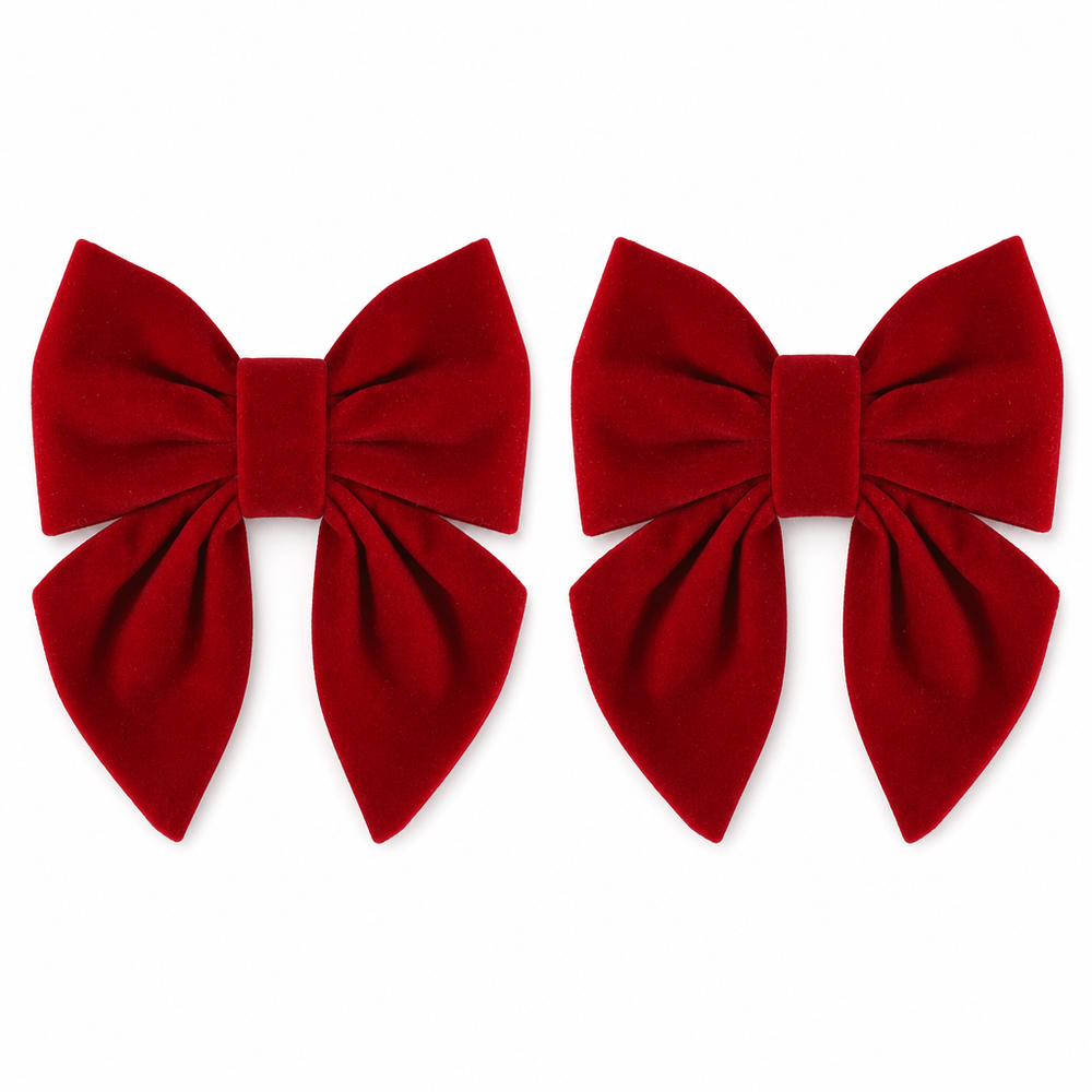 Dark Red Flocked Bow 2pk