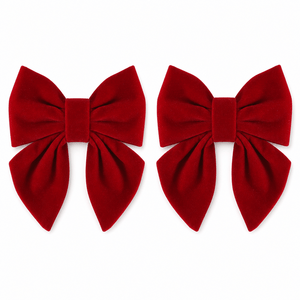 Dark Red Flocked Bow 2pk
