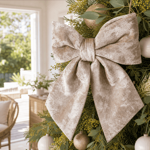 Champagne Regal Velvet Bow (24cm)
