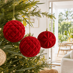 Red Flocked Bauble (10cm)