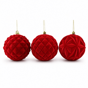Red Flocked Bauble (10cm)