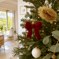 Burgundy Flocked Bow Ornament (10cm)