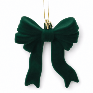 Green Flocked Bow Ornament (10cm)