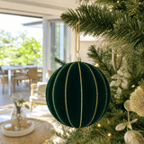 Green Flocked Rib Bauble styled in an Australian Christmas setting