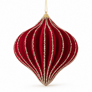 Burgundy Lantern Flocked Bauble (12cm)