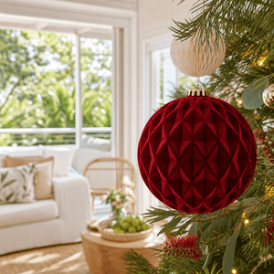 Burgundy Flocked Diamond Bauble (15cm)