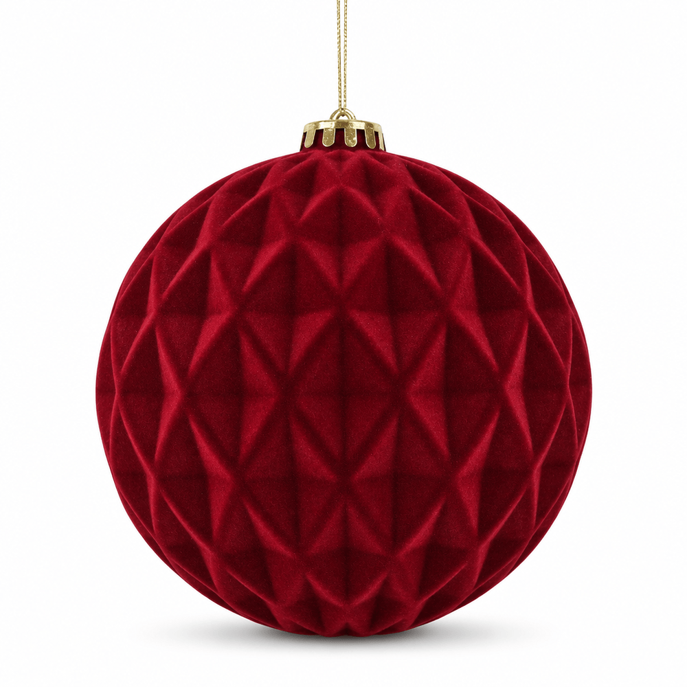 Burgundy Flocked Diamond Bauble (15cm)