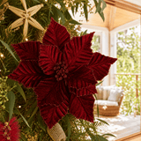 Burgundy Velvet Glitter Poinsettia Clip