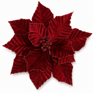 Burgundy Velvet Glitter Poinsettia Clip