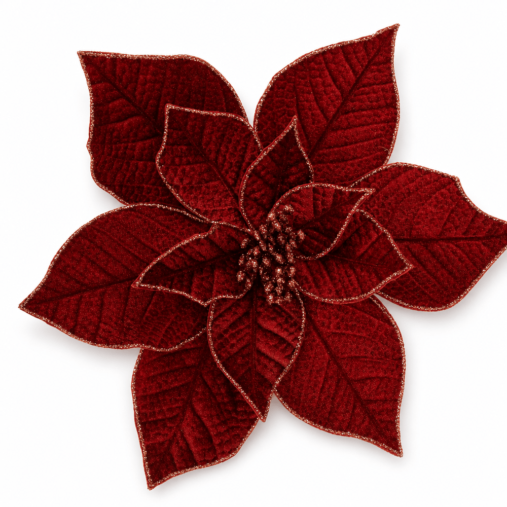 Burgundy Elegant Embossed Poinsettia Clip