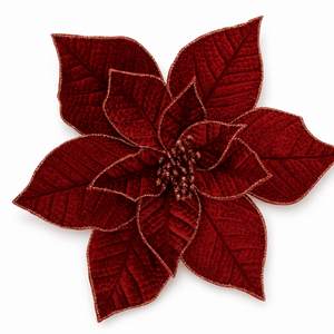 Burgundy Elegant Embossed Poinsettia Clip